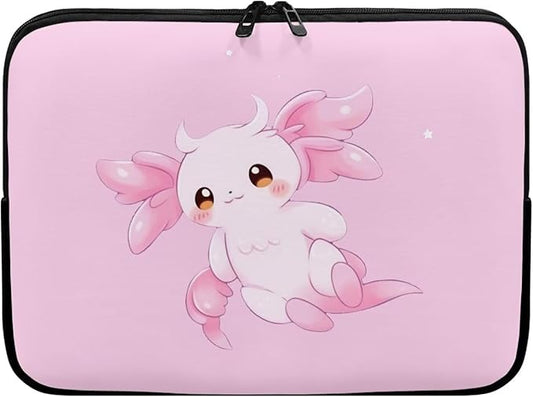 Cute Axolotl Laptop Sleeve for Women 13 inch Lap Top Case Slightly Laptop Pouch with Humanize Design Computer Carrying Case Easy to Clean Laptop Accessories Pink Tablet Bag
