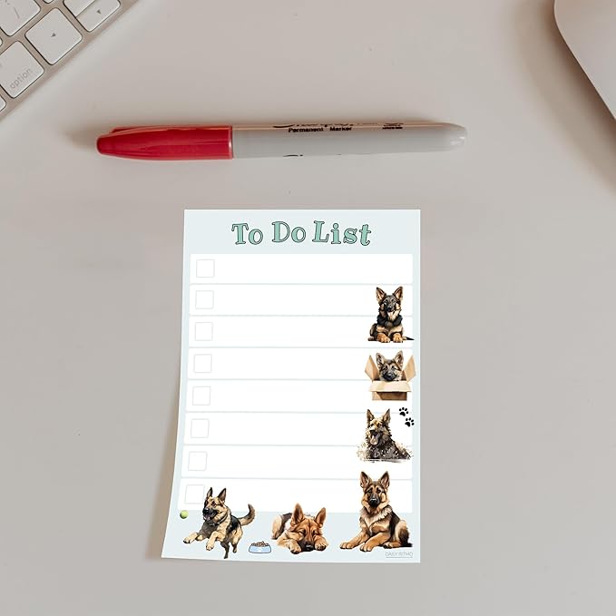 German Shepherd Sticky Notepad to Do List | Kawaii Dog Lover Gifts for Women | Office School Supply Sticky Notes 4"x6" 50 Pages