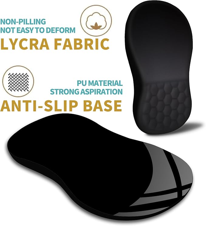 Hokafenle Ergonomic Mouse Pad Wrist Support with Massage Design, Wrist Rest Pain Relief Mousepad with Memory Foam&Non-Slip PU Base, Mouse Pads for Wireless Mouse & Desk (12x8 inch,Black)