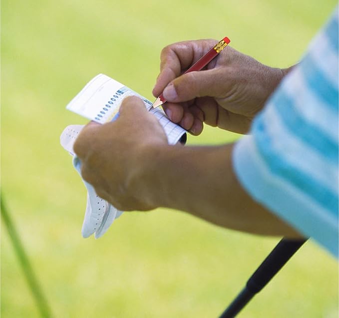 Adhere 25pcs Golf Pencils with eraser Hexagon Wooden Pencils Graphite 2B for Golf Event Scoring,Classroom,Wedding,Company Meetings,Pew, Pocket(Brown)