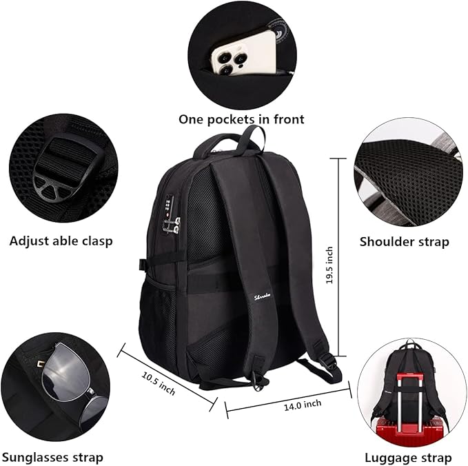 SHRRADOO Anti Theft Laptop Backpack Travel Backpacks with usb Charging Port for Women Men College High School Computer Backpack Bag Fits 16.3 Inch Laptop
