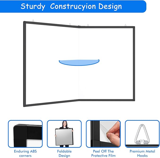 White Board Dry Erase 60x40, Maxtek Large Magnetic Whiteboard Black Dry Erase Boards for Wall, Aluminum Presentation Wall-Mounted Marker Board with a Long Pen Tray for School, Classroom, Office & Home