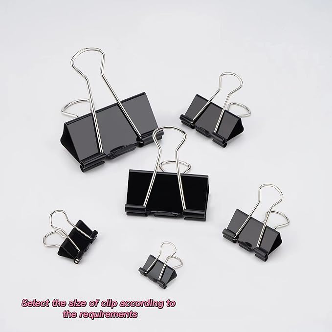 Binder Clips,Mini Binder Clips, Paper Clips (60Pcs) 0.6 Inch,Black Metal Paper Clamps for Office, Home, School