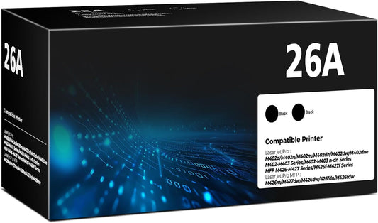 26A Black Toner Cartridge CF226A Compatible for HP 26A 26X Black Toner Cartridge Replacement HP26A Works with Laser Jet pro M402n M426fdw M402dn M402dw M402m Pro MFP M427dw M426dw M426fdn, 2 Pack