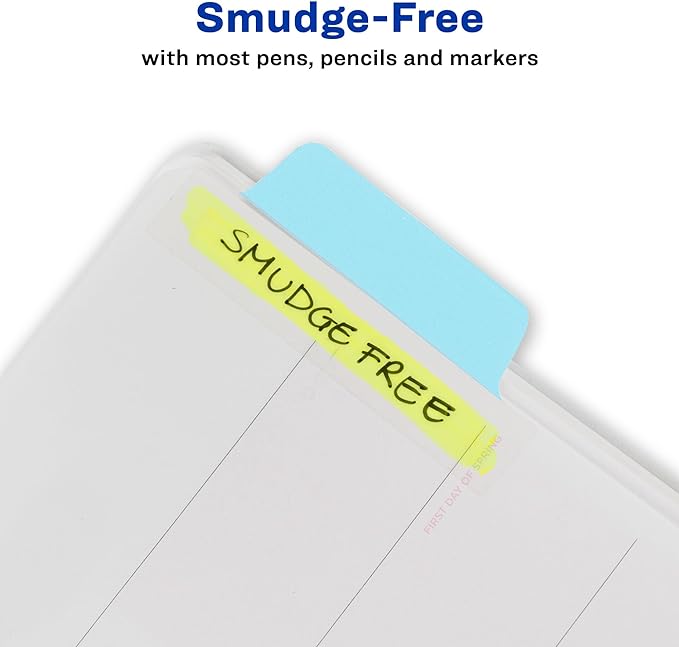 Avery Margin Ultra Tabs, 2.5" x 1", 2-Side Writable, Assorted Pastel Colors, 48 Repositionable Tabs (74867)