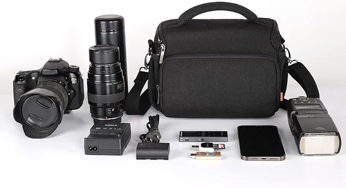 DOMISO Camera Bag Case Waterproof Anti-shock Shoulder Bag, Black