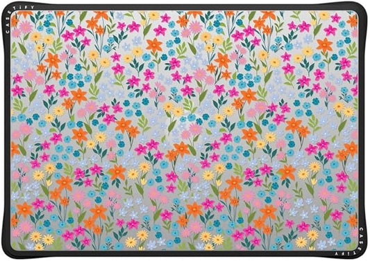 CASETiFY Impact MacBook Air 15" (2023/2024) Case [Enhanced Protective Corner Design/Ventilation Cutouts/Anti-Slip Grip] - Petit Floral Transparent - Clear Black