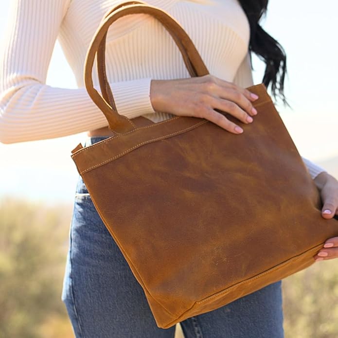 Rosewood Leather Tote Bag for Women - Genuine Leather Laptop Shoulder Bag, Large and Durable Tote, Perfect for Everyday Use