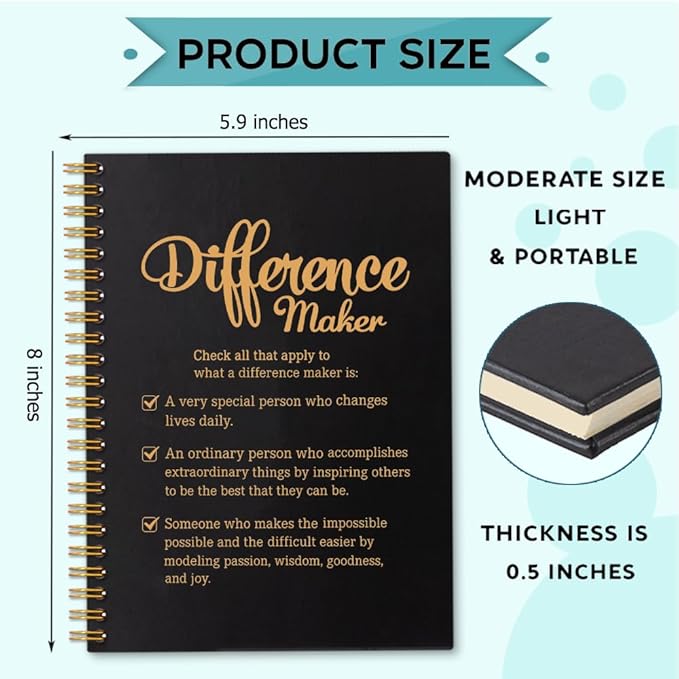 Difference Maker Definition 160 Blank Pages Spiral Notebook, Thank You Gifts for Boss Leader Teacher Coworker Manager Nurse Mentor Appreciation Gifts, Employee Appreciation Notebook