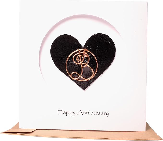 Personalized Initial Copper Card, Copper Initial, Anniversary Card for Her, Couple, Gift for Her (B)