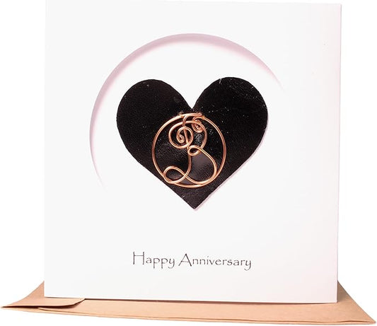 Personalized Initial Copper Card, Copper Initial, Anniversary Card for Her, Couple, Gift for Her (B)