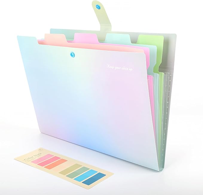 Ddaowanx Expanding File Folder, Letter A4 Size Accordion Plastic File Organizer, 5 Pocket Folders for Documents, Aesthetic Folder with Labels, Paper Organizer for School Office Supplies (Aurora Blue)