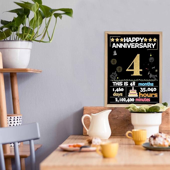 Joycard 4th Anniversary Card for Women Men, Gold Wedding Card for Wife Husband, Sweet Marriage Decorations Gifts for Couple, Perfect for Her Him on Anniversary Day, Back in 2021
