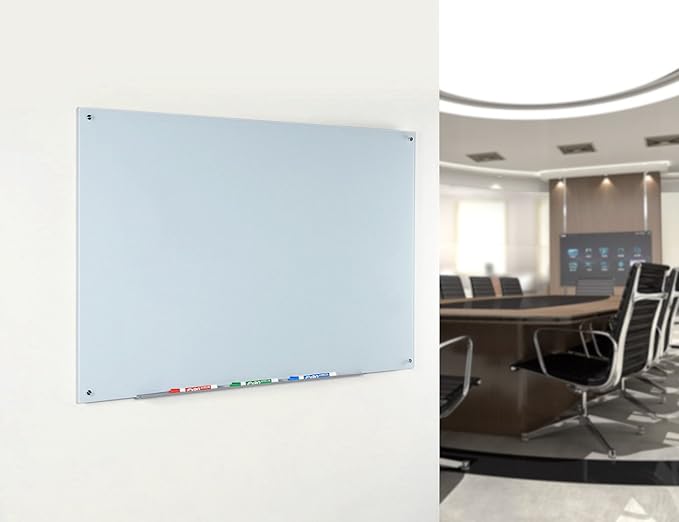 Audio-Visual Direct Magnetic White Glass Dry-Erase Board Set - 36 x 24 Inches -