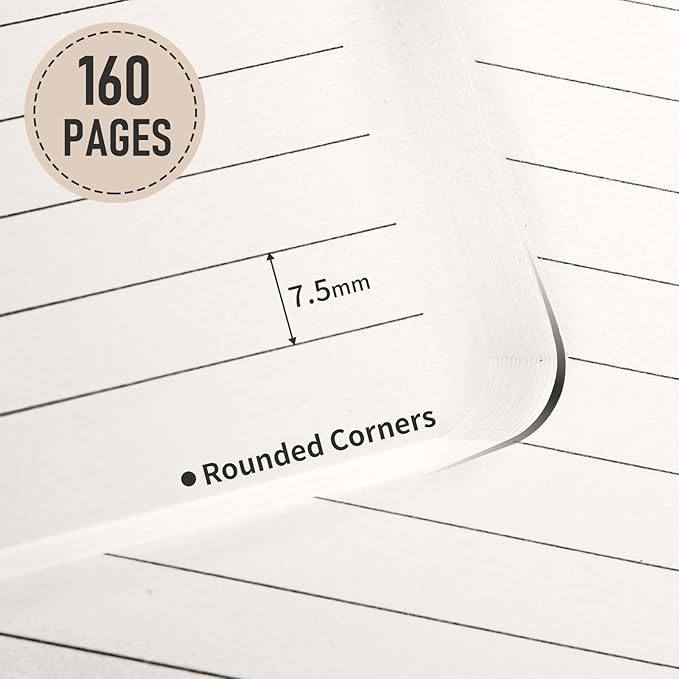 Hardcover Executive Notebooks, 160 Pages Line Ruled Classic Notebook Journal, Leather Notebooks with Pen for Bussiness College Writing Grey