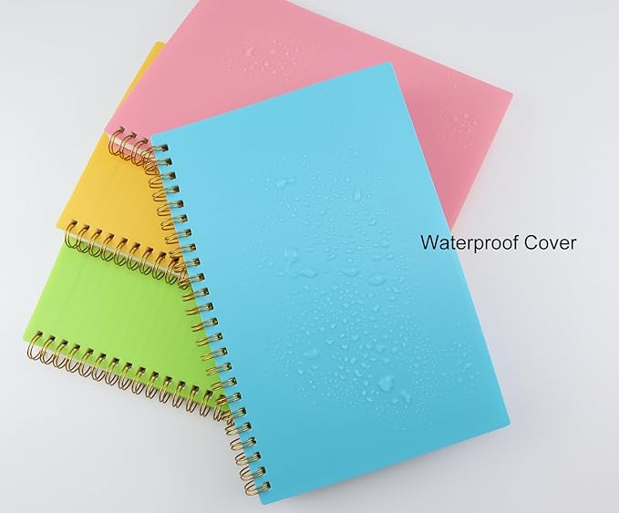 Spiral Notebook Journal,5.5" x 8.5" Plastic Hardcover College Ruled Notebook with 4 Colors,80 Sheets / 160 Pages Per Journal for Work,Study and Notes (light green,light blue,yellow,pink).