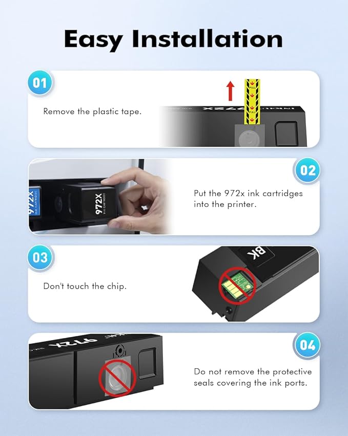 INK4U 972X Ink Cartridges Black High Yield Replacement for 972X 972A 972 Black Ink Cartridges for Color PageWide Pro 477dw Ink Cartridges 477dn 577dw 452dw 452dn 577z 552dw P55250dw Printer (1 Pack)