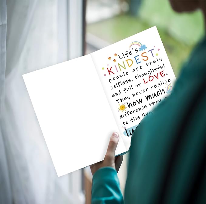 YiKaLus Cute Appreciation Card for Kindest Person, Great Thank You Card with Envelope for Women Men, Sweet Friendship Gift for Friends Classmates, Best Thank You Gift Ideas for Mom Dad