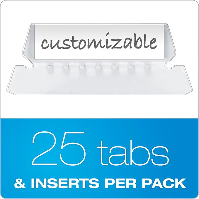 Pendaflex® Hanging File Folder Plastic Tabs, Clear, Pack Of 25