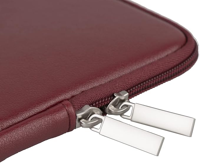 RAINYEAR 16 Inch Laptop Sleeve Soft PU Leather Case Protective Water Resistant Zipper Padded Cover Carrying Computer Bag Compatible with 16" MacBook Pro 2021 2022 New Model A2141 A2485 M1(Red)