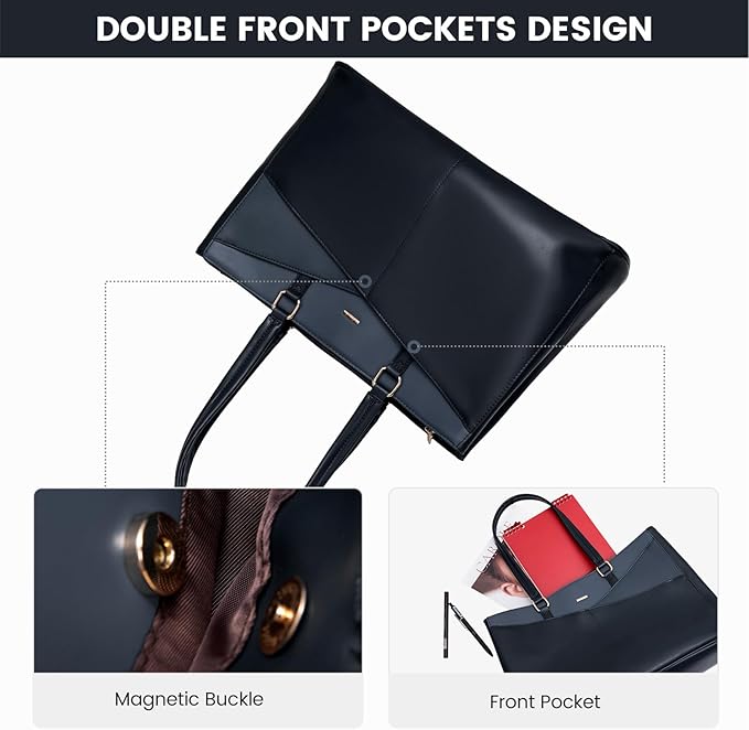 LOVEVOOK Laptop Bag for Women, 15.6 inch Laptop Tote Work Teacher Bags Cancas Computer Shoulder Bag,Blue/Blue-Green/Sky Blue