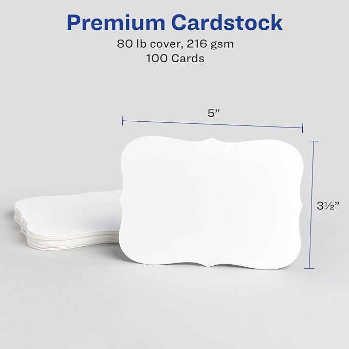 Avery Postcards with Flourish Edges and Sure Feed Technology, 3.5" x 5", Matte White, 100 Cards Total, Laser/Inkjet Printable Cards (5627)