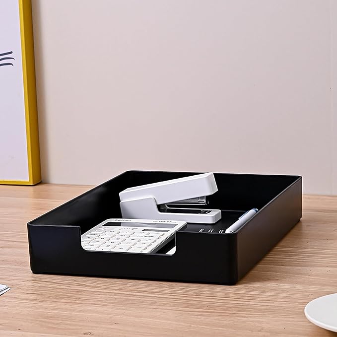 Paper Tray, 2pc Letter Tray, Paper Organizer for Desk, Stackable Front-Load A4 Paper File Folder Magazine Storage Holder, Drawer Organizer, Office Desktop Accessories Workspace Document Organizer