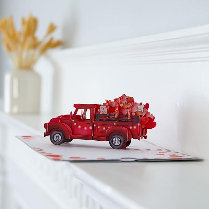 Lovepop Everyday Pop-Up Card for Her, Him, Girls, Boys - 3D Love Greeting Cards - Love Delivery Truck - 5" x 7" - Blank Note Card & Envelope Included