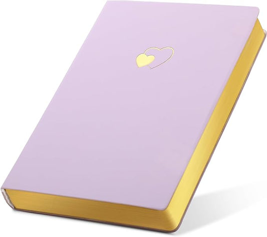 CAGIE Lined Journal Notebook for Women and Girls 256 Pages Cute Diary with Heart-Shaped Leather Journals for Writing A5 Soft Cover Notebooks for Work School (02 Purple, A5)
