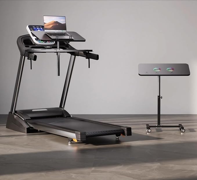 multifunctional Wooden Laptop Treadmill Desk with 2 cooling fan.Rolling Laptop Workstation Stand Cart Desk for Laptops, Books, Tablets, and Art, Made for Sofa,Treadmill,car,Bed,Chair,or Standing