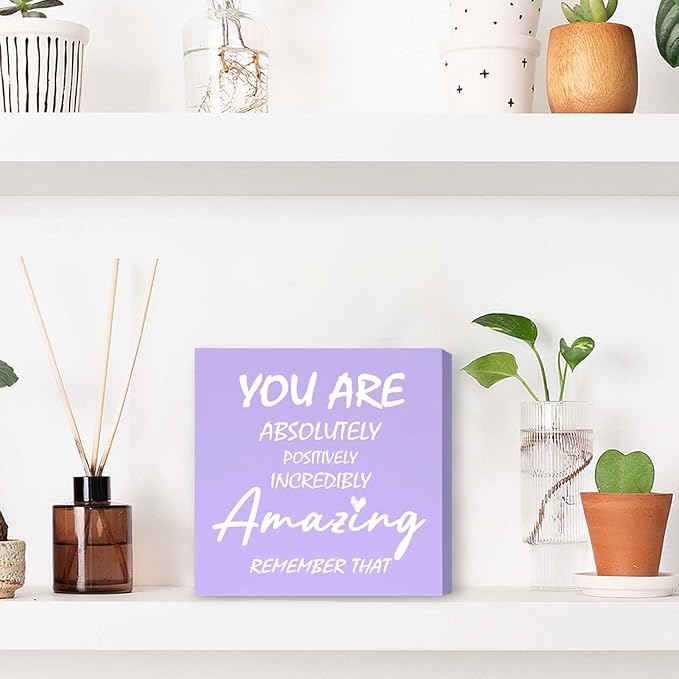 Purple Office Decor Desk Accessories Inspirational Purple Gifts for Women You are Amazing Purple Motivational Positive Office Decor Sign Desk Decorations for Women Home & Office Cute Desk Accessories