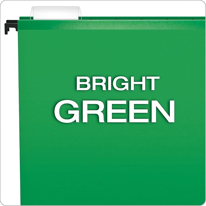 Pendaflex SureHook Reinforced Hanging Folders, Letter Size, Bright Green, 20 per Box (6152 1/5 BGR)