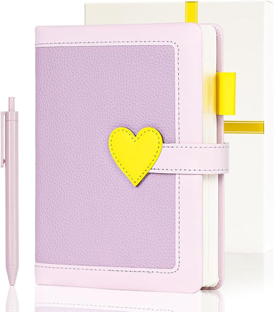 Journal for Women and Girls with Heart Buckle, 240 Pages Girls Diary Journal with Pen for Writing, Cute Daily Writing Journals for Women, Pretty Journaling Hardcover Notebooks(Lavender Purple)