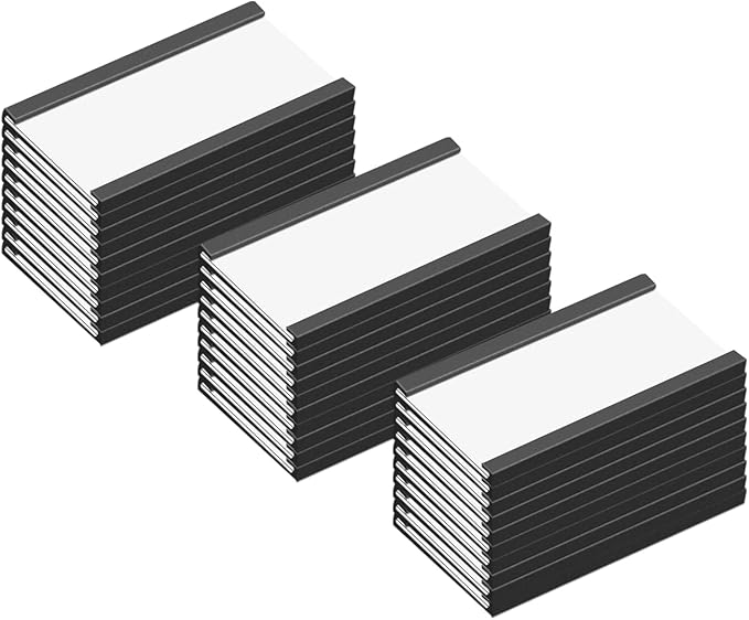 C Channel Magentic Label Holders 1x2 Inch with Paper Inserts and Clear Plastic Protectors,Magnetic Data Card Holders File Cabinet Labels,Pack of 50