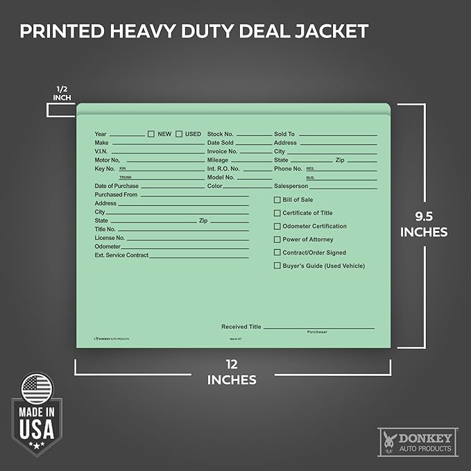 Printed Heavy Duty Deal Jackets - Green (100 Shrink Wrapped)