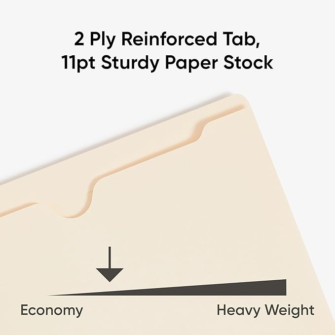 Smead File Jacket, Reinforced Straight-Cut Tab, 2" Expansion, Letter Size, Manila, 50 Per Box (75560)