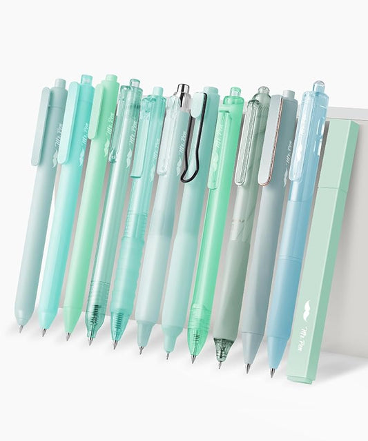 Mr. Pen- Gel Ink Pen Set, 12 pcs, Pastel Green Barrel, Black Ink Gel Pens Fine Point 0.5mm, One Highlighter, Gel Ink Pens, Cute Pens for Women, Aesthetic Pens for Journaling, Fine Tip Pens