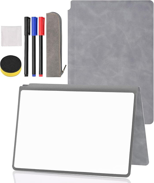 Portable Dry Erase Board,Portable White Board,Small Dry Erase Board,Foldable,Erasable,Repeatable,9.5 * 6.6 inches,for Office,Home,School,Study,Meeting(Grey)