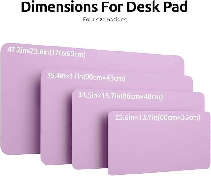 YSAGi Leather Desk Protector, Office Mat, Large Mouse Mat, Non-Slip PU Leather Blotter, Laptop Desk Pad, Waterproof Writing Pad for Office and Home (Taro Purple, 47.2" x 23.19")