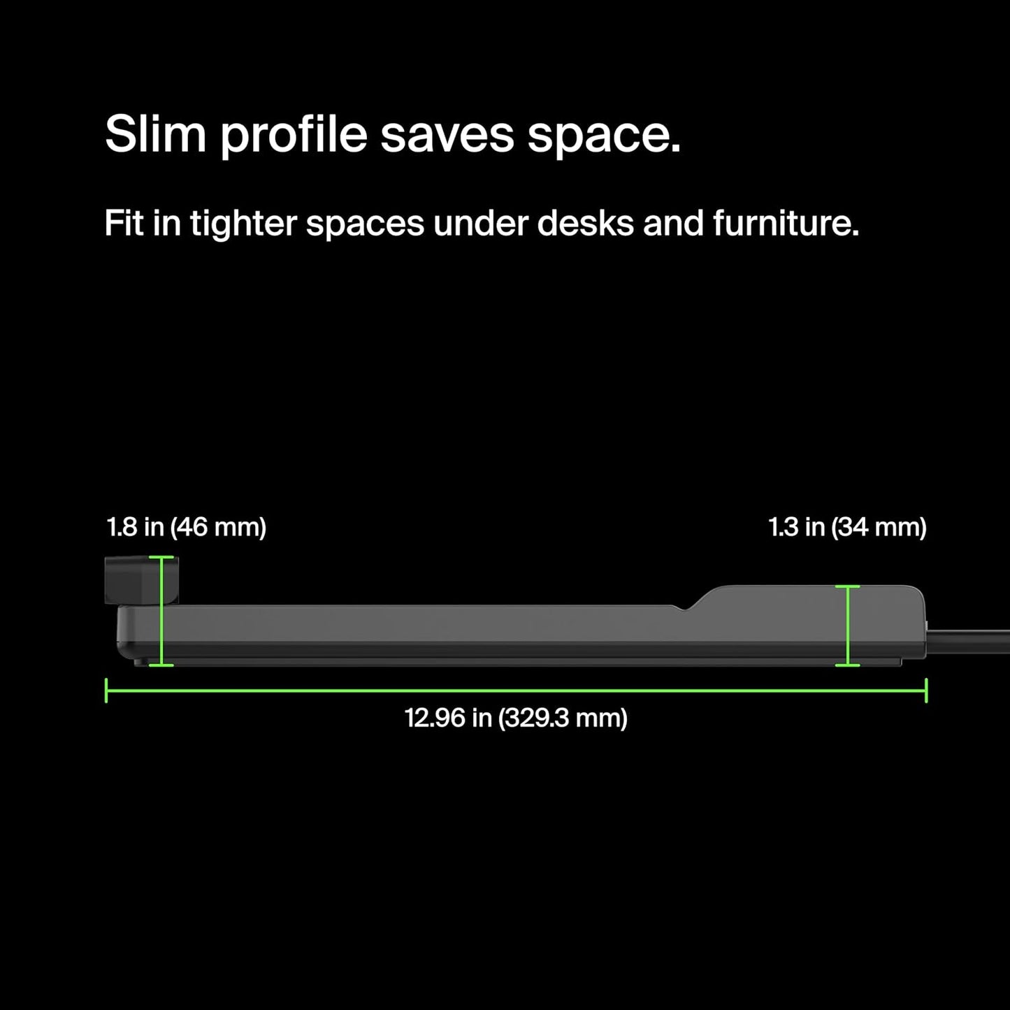Belkin 12-Outlet Surge Protector Power Strip w/ 12 AC Outlets & 8ft Flat Plug, UL-listed Heavy-Duty Extension Cord for Home, Office, Travel, Computer, Laptop, Charger - 3,940 Joules of Protection