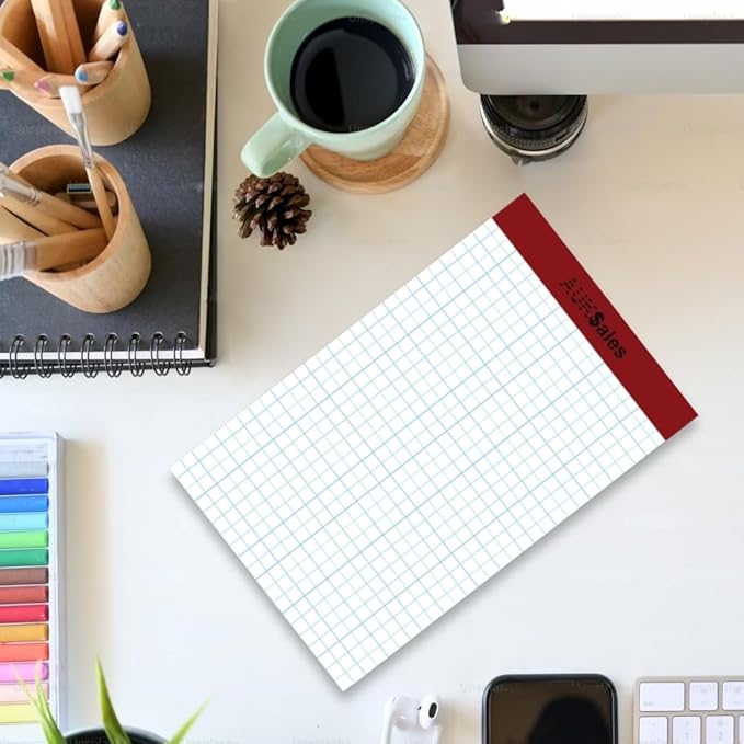 Grid Paper Pad 5x8 Inches – Graph Paper Pad 4x4, Grid Notepad, 36 Pack, 5x8 Graph Paper 1/4 Grid, Graphing Paper, Engineering Pad – 100 Sheets 200 Pages Perforated Pad for School, Home, & Office