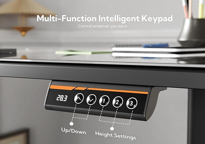 Glass Standing Desk, Small Electric Standing Desk Adjustable Height, 40 Inch Adjustable Stand Up Desk, Quick Install Home Office Computer Desk, Black