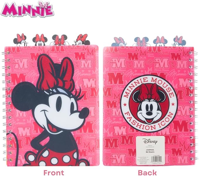 Innovative Designs Disney Minnie Mouse Journal Notebook, Spiral Bound, 96 Lined Pages, 8 x 7 inches, Pink