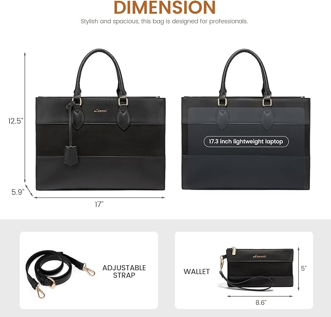 LOVEVOOK Laptop Tote Bag for Women, Work Totes Business Office Computer Briefcase with Clutch Purse