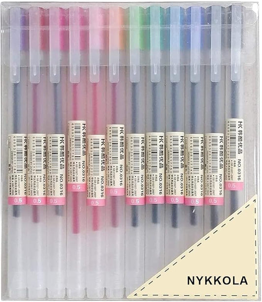 Japanese Style Gel Ink Pen 0.5mm Colorful Fine Ballpoint Maker Pen for Office School Stationery Supply,Pack of 12, Assorted Colors