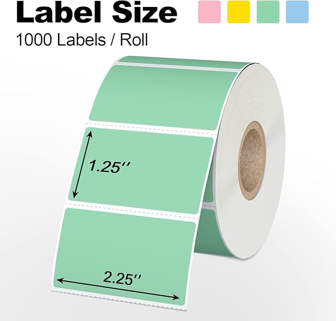 Misofuki 2.25x1.25 1000 Labels Rectangular White Direct Thermal Stickers Labels Roll Compatible with Zebra, Rollo, MUNBYN, Self-Adhesive Direct Thermal Labels