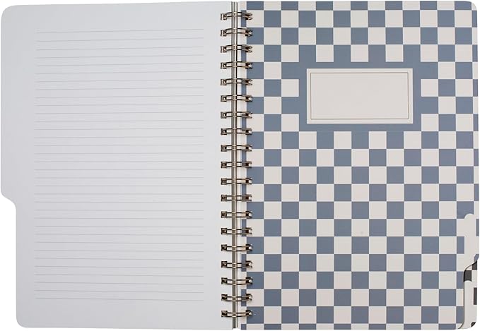 Fringe Studio Large Tab Notebook,Neutral Checks, Flexible Paperback Cover, 5 Subject/Die-Cut Dividers, 7.25" X 10", 180 Lined Pages, Multicolor (343PA002FSC)