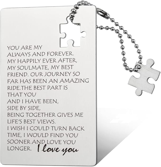 llxxeyopqdxz Stainless Steel Mini Love Note Wallet Card, Engraved Gift for Anniversary, Wedding, Christmas, Birthday, Valentine's Day