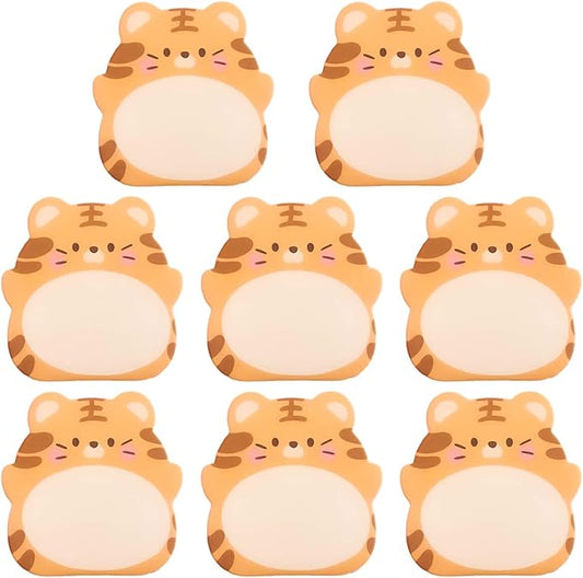 8 Packs Kawaii Tiger Sticky Notes, Aesthetic Sticky Notes Set, Cartoon Inspirational Sticky Notes, Animals Shape Markers, Cute Anime Sticky Note Tabs for Office School Creative Gifts