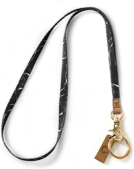 MNGARISTA Neck Keys Lanyard for Women, Durable Floral ID Lanyards with Keyring and Clasp for School or Wallets, Marble